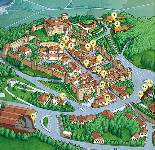 Cartina di Gradara con ristoranti