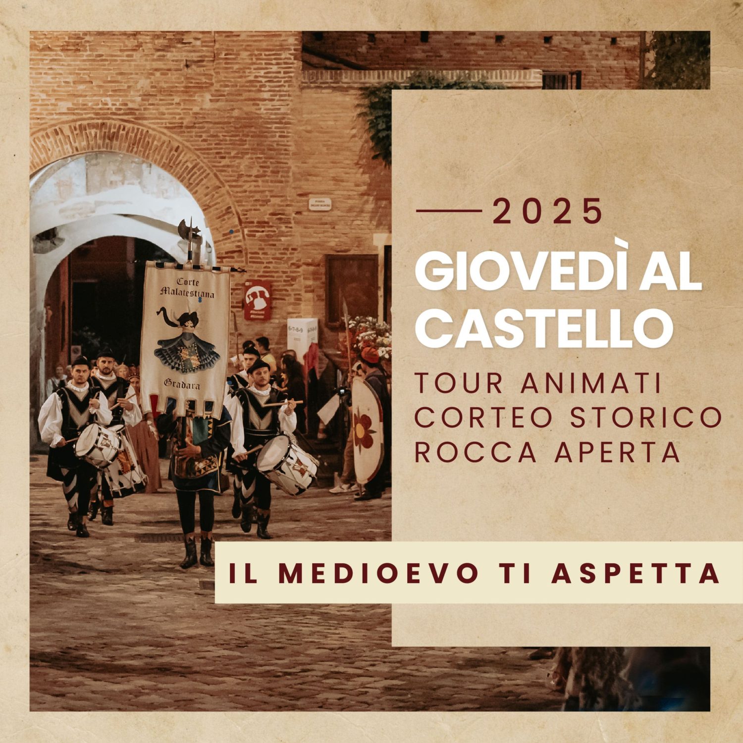 banner quadrato giovedì al castello 2025