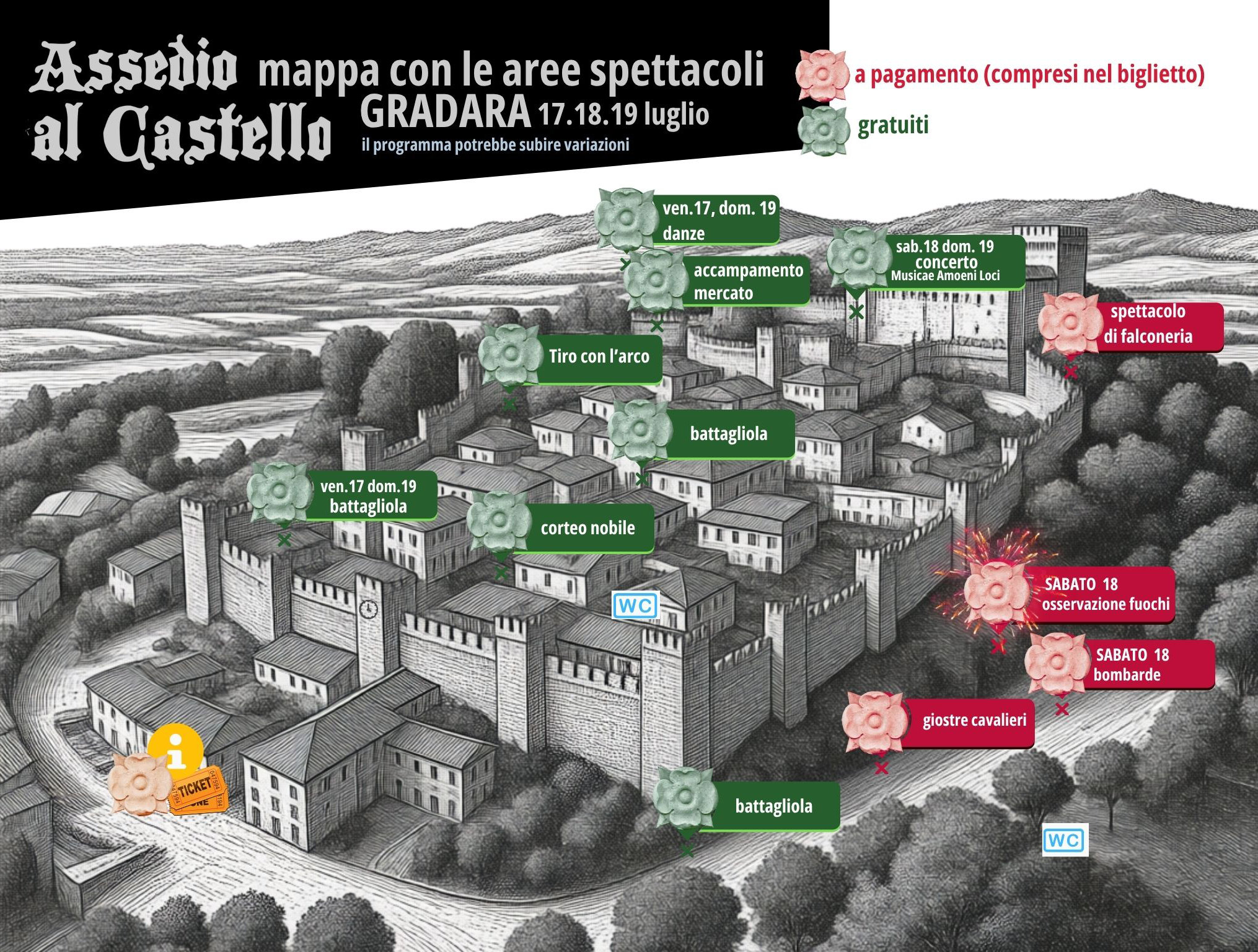 mappa e con sedi degli spettacoli - 1